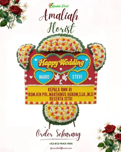 Karangan Papan Bunga Pernikahan di Sei Buah